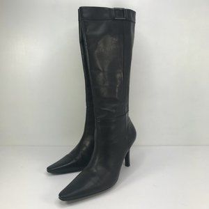 Hillard & Hanson Black High Heel Leather Boot
